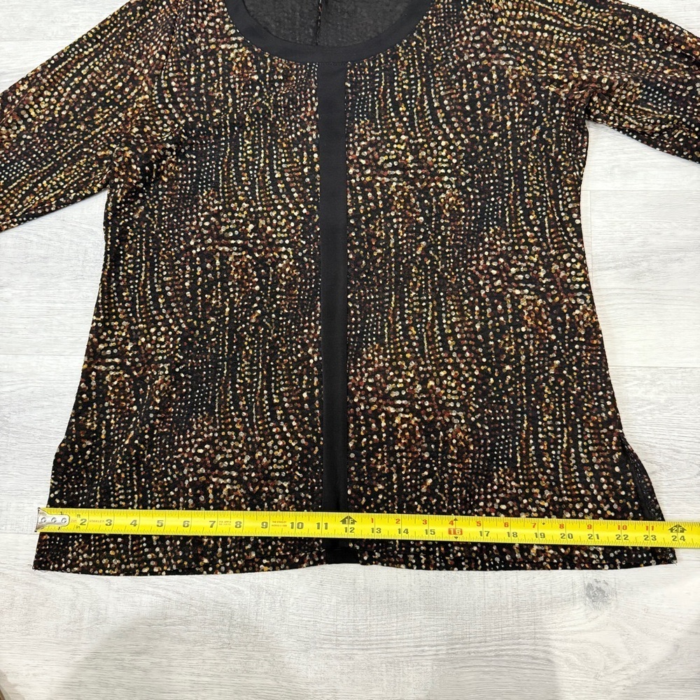 Allison Daley Tunic Blouse Earthtone Brown, Cream, Red Polka Dot 3/4 Sleeve - Picture 13 of 17